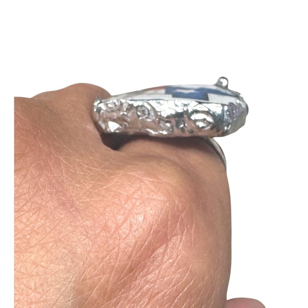 Broken China Texas Flag Ring Handcrafted With Silver Alloy Metalwork Boho Style - Picture 13 of 16